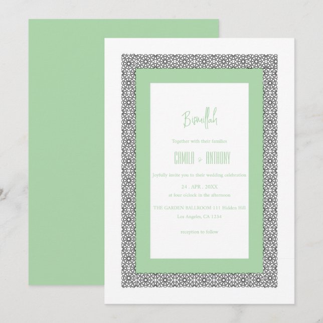 Türkisblaue geometrische Hochzeit Einladung (Vorne/Hinten)