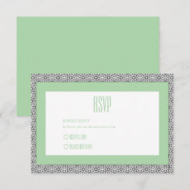 Türkisblaue geometrische Hochzeit RSVP Karte