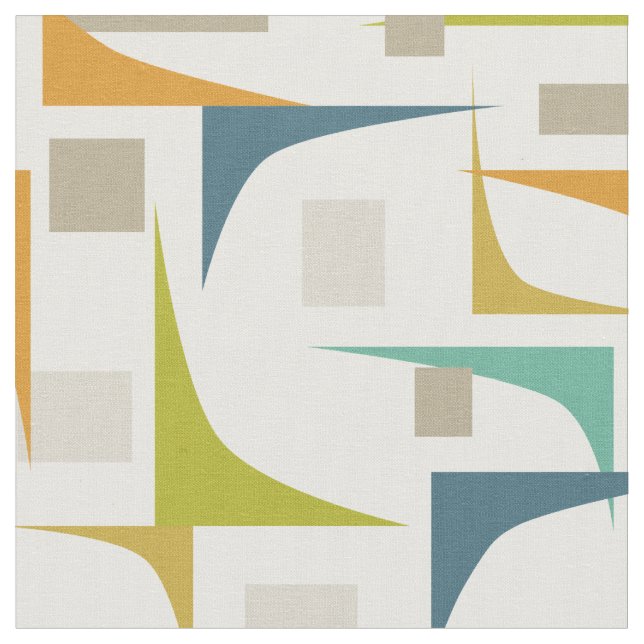 Türkisblaue, grüne Orangenecken Mitte des Jahrhund Stoff (Nahaufnahme)