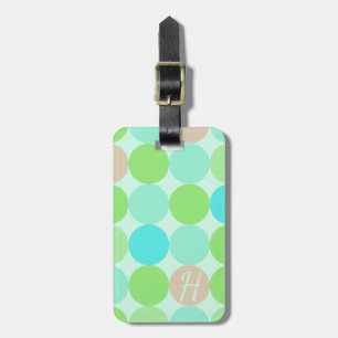 Türkisblaue grüne und orangefarbene Kreise Monogra Gepäckanhänger