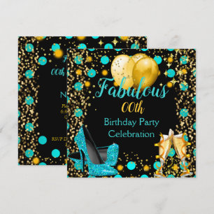Türkisblaue High Heels Goldene Ballons Champagner  Einladung
