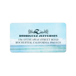 Türkisblaue Hochzeit am Strand Adressaufkleber