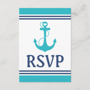 Türkisblaue Hochzeit RSVP Karte