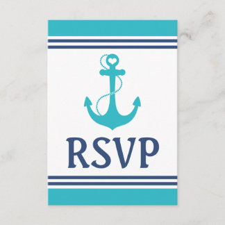 Türkisblaue Hochzeit RSVP Karte
