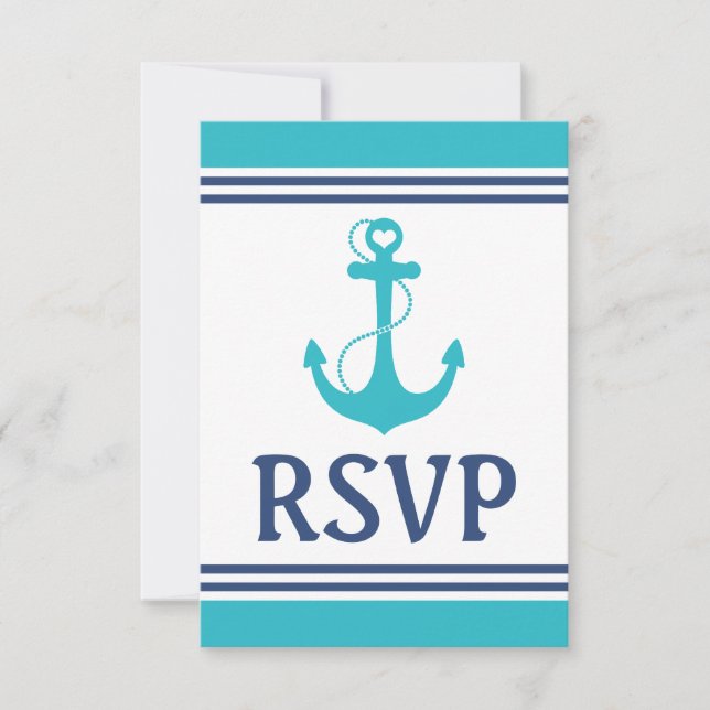 Türkisblaue Hochzeit RSVP Karte (Vorderseite)