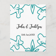Türkisblaue Hochzeitspaar Name Datum elegant 