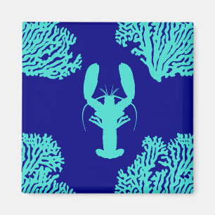 Türkisblaue Hummer-Küstenmuster Magnet