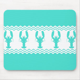 Türkisblaue Hummer-Streifen Mousepad
