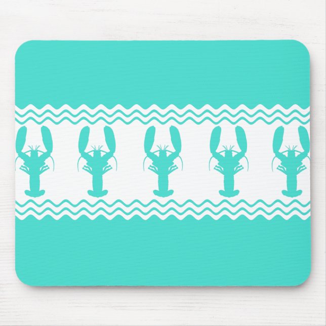 Türkisblaue Hummer-Streifen Mousepad (Vorne)