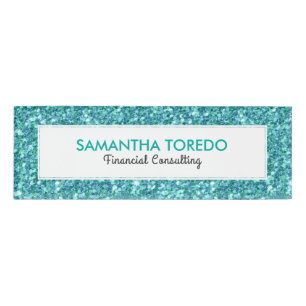 Türkisblaue Imitate Glitzer Namenschild