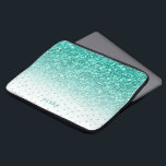 Türkisblaue Imitate Glitzer Ober- und Punktmuster Laptopschutzhülle<br><div class="desc">Moderne trendige türkisblaue Imitate Glitzer ombre mit Punktmuster und optional Monogramm.</div>