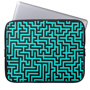 Türkisblaue Maze Lines Laptopschutzhülle
