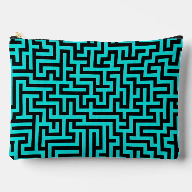 Türkisblaue Maze Lines Zubehörtasche (Vorderseite)