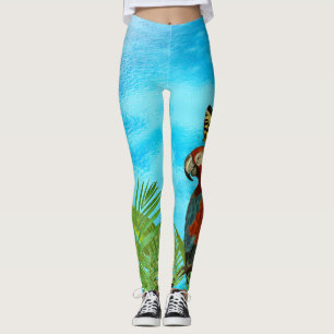 Türkisblaue Meeresfrüchte-Papagei und Schmetterlin Leggings