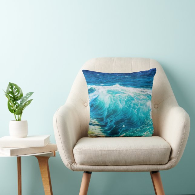 Türkisblaue Meereswellen Kissen (Stuhl )
