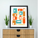 Türkisblaue Orangencreme Plätze Mitte des Jahrhund Poster<br><div class="desc">Dieses fabelhafte,  moderne Kunstdruckwerk aus der Mitte des Jahrhunderts besticht durch verschiedene abgerundete Quadrate und Rechtecke mit Offset-weißen Kreisen und Ovalen in einer Kombination aus Türkis,  zwei Orangen- und Cremetönen. Dies wird eine farbenfrohe Ergänzung zu Ihrer Zuhause!</div>