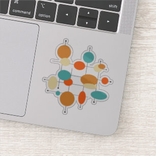 Türkisblaue Orangenkreise Mitte Jahrhundert Modern Aufkleber