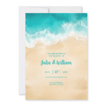 Türkisblaue Ozeanwelle Sandstrand Hochzeitseinladu