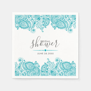 Türkisblaue Paisley-Spitze Serviette