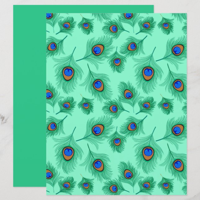 Türkisblaue Pfauenfedern auf dem Wasser (Vorne/Hinten)