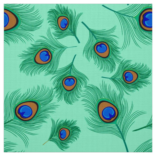 Türkisblaue Pfauenfedern auf dem Wasser Stoff (Muster)