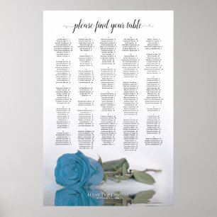 Türkisblaue Rose Alphabetisches Seekarte Poster