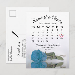 Türkisblaue Rose Kalender Save the Date Ankündigungspostkarte