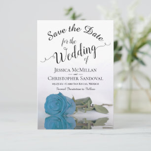 Türkisblaue Rose Reflektieren Romantische Hochzeit Save The Date