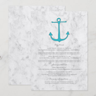 Türkisblaue Rustikale Hochzeitsinformationen Einladung