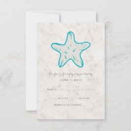 Türkisblaue Rustikale Starfish Wedding RSVP Card