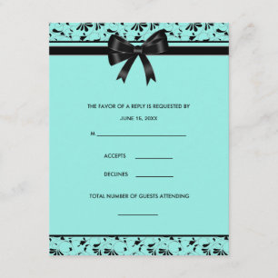 Türkisblaue schwarze Wirbel Aqua-Einladung RSVP-Ka RSVP Karte
