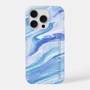 Türkisblaue Seascape-Marmor individuell anpassbar iPhone 15 Pro Hülle