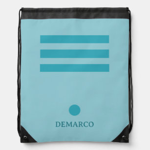 Türkisblaue Streifen Personalisiert Drawstring Bag Sportbeutel