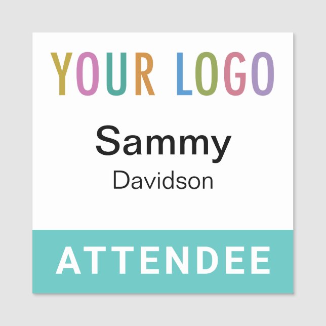 Türkisblaue TeilnehmerAbzeichen-Namensschild-Logo Namensschild (Vorderseite)