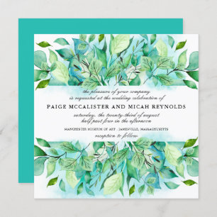 Türkisblaue tropische Foliage Botanische Hochzeit Einladung