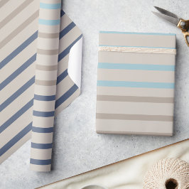 Türkisblaue und beige Streifen Geschenkpapier
