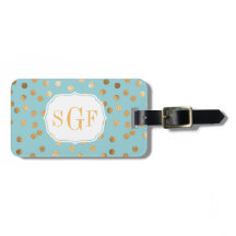 Türkisblaue und goldene Glitzer City Dots Monogram