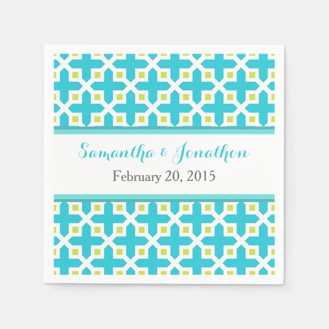 Türkisblaue und kalkgrüne Kreuzung Serviette (Vorderseite)