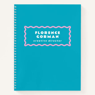 Türkisblaue und rosa Wavy-Rahmen-Custom Notizbuch