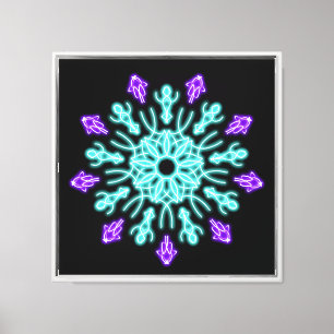 Türkisblaue und violette Neonblume Leinwanddruck
