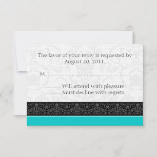 Türkisblaue und weiße Damaskus-Hochzeitungs-UAWG-K RSVP Karte