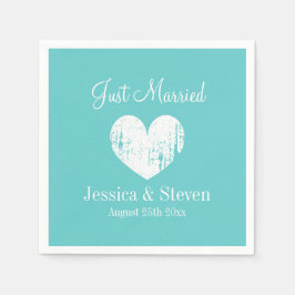 Türkisblaue und weiße Servietten für Hochzeitsfeie