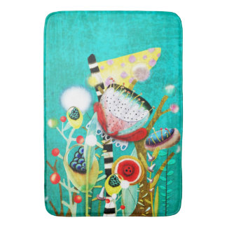 Türkisblaue Vintage Landschaft Floral im Badezimme Badematte