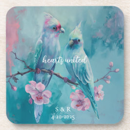 Türkisblaue Vögel Herzchen Harter Kunststoff Unter Getränkeuntersetzer