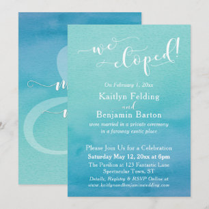 Türkisblaue Wasserfarbe Ombre Wir haben uns heimli Einladung