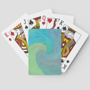 Türkisblaue Wasserfarbenwelle Moderne Kunst Spielkarten