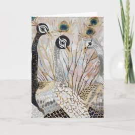 Türkisblaue weiße Pfauen Karte