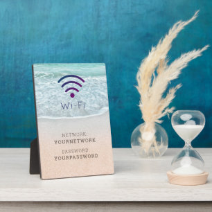 Türkisblauer Ozeanstrand Wi-Fi-Schild Plaque Fotoplatte