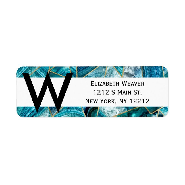 Türkisblaues Agate Black Gold Geometric Triangle (Vorne)