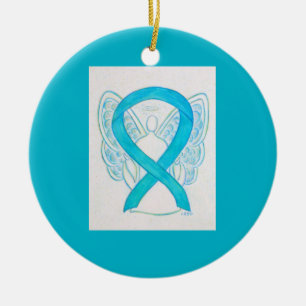 Türkisblaues Bewusstsein Ribbon Angel Ornamente